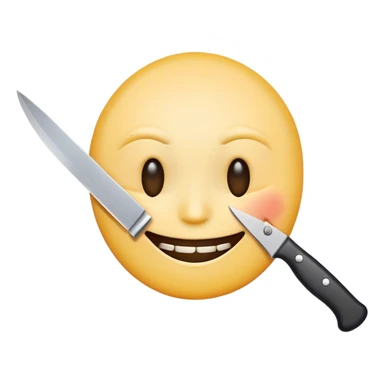 Creepy smiling face emoji with knife sticker