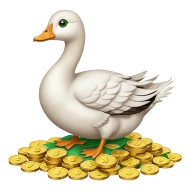 cute goose sitting on a pile of money sticker