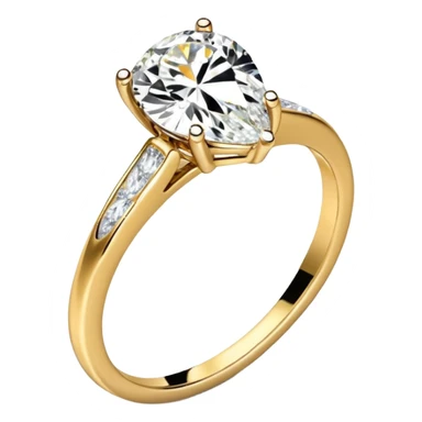 Pear cut engagement ring with a gold band with small round diamonds   sticker