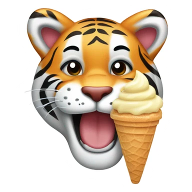 Tiger eating an ice cream cone sticker