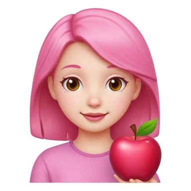cute pink girl with cheerful pose. apple emoji style sticker