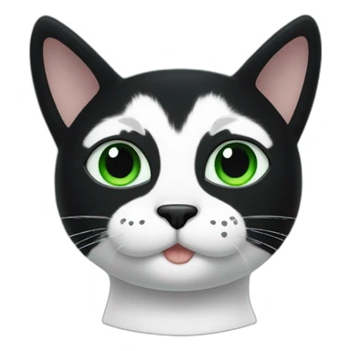 A black cat with green eyes with a white mustache and white small spots in full height sticker