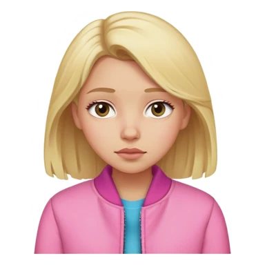 blonde girl with sleepy eyes wearing pink jacket sticker