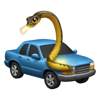 A snake with a flashlight as a head and his tail connected to a car battery sticker