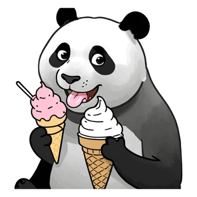 Panda eating ice cream sticker