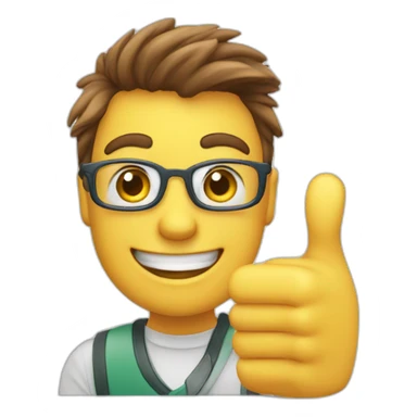 a cheerful student giving a thumbs up to an progress chart sticker