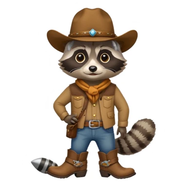Raccoon wearing boots and a cowboy hat sticker