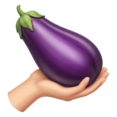 Hand holding an eggplant sticker