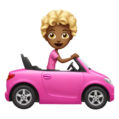 crazy girl driving pink car sticker