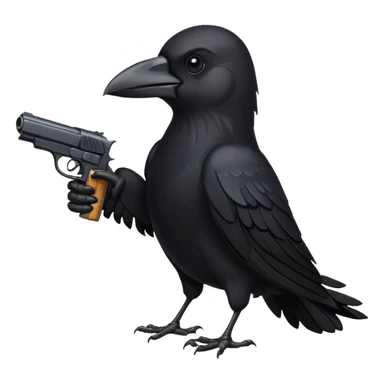 cartoon crow with a pistol sticker