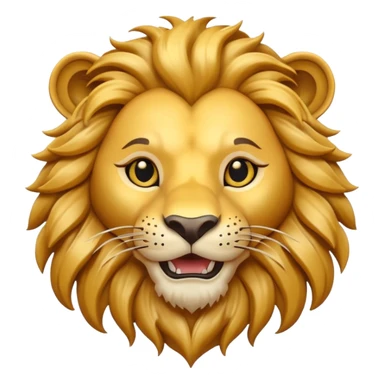 A 3D cartoon lion head tattoo design with flowing mane, bold lines, symbolizing courage and power, Memoji-style. sticker