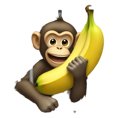 The monkey's outside. Banana inside the cage.  Monkey trying to get the banana out of the cage sticker