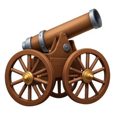 Create an emoji of a war cannon. The cannon should be brown. The cannon must have a single wheel on both sides. sticker