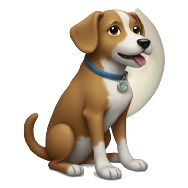 dog holding moon sticker