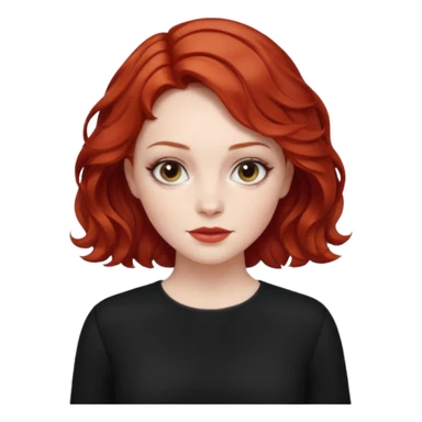 Julia Grant from Summer of Fear with short red wavy hair, black outfit sticker