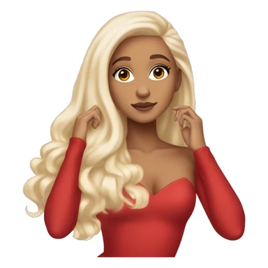 ariana grande, blonde hair, red dress, ethereal posing, light skin sticker