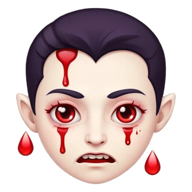ampire face, blood drops, cute scary emoji, no background sticker
