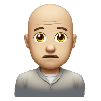 Very sad bald emoji with very big frown and big forehead sticker
