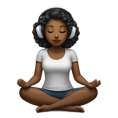 Black girl meditating emoji with headphones on  sticker