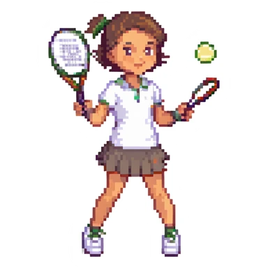 white young girl playing tennis sticker