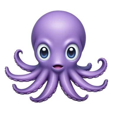 Meme-Worthy Floating Baby Octopus Portrait Emoji, Drifting gracefully in the water with soft, curled tentacles and a dreamy, weightless posture, showcasing a smooth, rounded light blue-purple body with mesmerizingly large, gentle eyes gazing into the abyss, Simplified yet poetically expressive features, highly detailed, glowing with a soft, celestial marine glow, high shine, quiet and mystical, stylized with an air of deep-sea serenity, soft glowing outline, capturing the essence of a tiny, peaceful cephalopod floating endlessly in the infinite beauty of the ocean depths! sticker