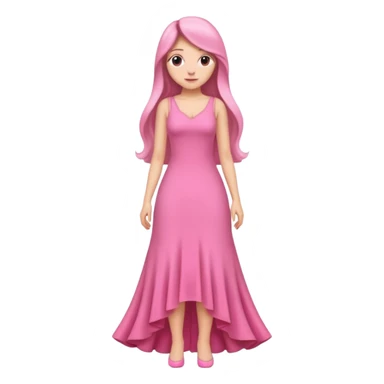woman long hair pink dress full body sticker