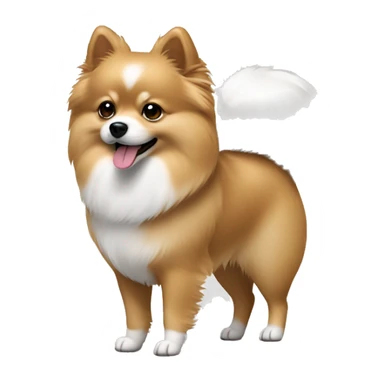 walking pomeranian-spitz mix light brown and white with gray ears  sticker