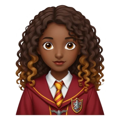 Alicia Spinnet in harry potter, wear hogwarts gryfindor uniform, long, dark, curly or wavy hair, dark skin sticker