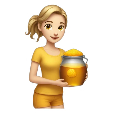 Beauty-caucasian-full-body-Girl and the pot of honey sticker