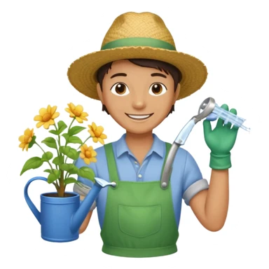 gardener holding watering pot sticker
