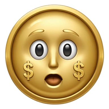 a dollar sign with a surprised face sticker