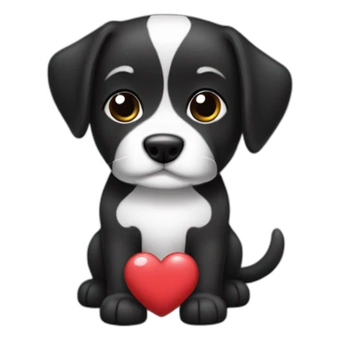 Perrita negra con mancha de corazon blanco en el pecho sticker