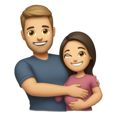 Husband holding pregnant wife’s belly sticker