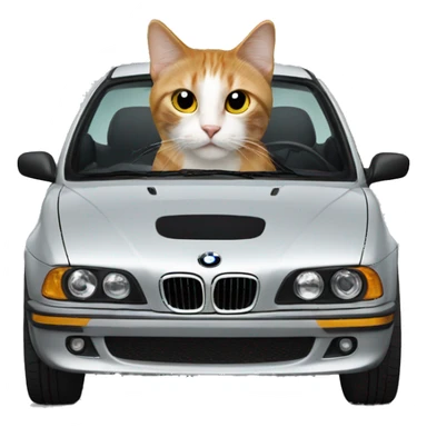 Cat in a BMW-branded vehicle sticker