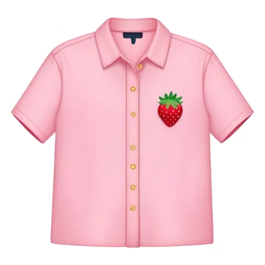pastel pink shirt with a strawberry embroidered in the center sticker