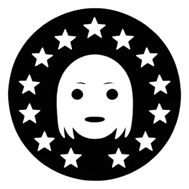 Can u make a emoji with 15 stars in a circle no face no nothin just lines and nothing in the middle and the stars have nothing it in too just lines black and white sticker