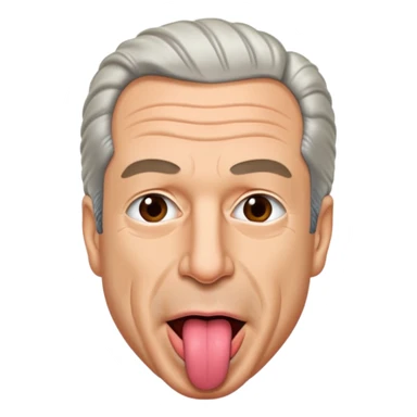 Jeffrey Epstein with tongue out, Twemoji style sticker