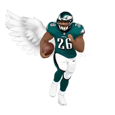 Philadelphia Eagles running back Saquon Barkley number 26 with the eagle wings sticker