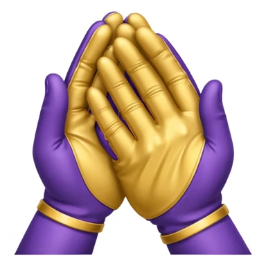 Purple and gold Praying hands with gloves on sticker