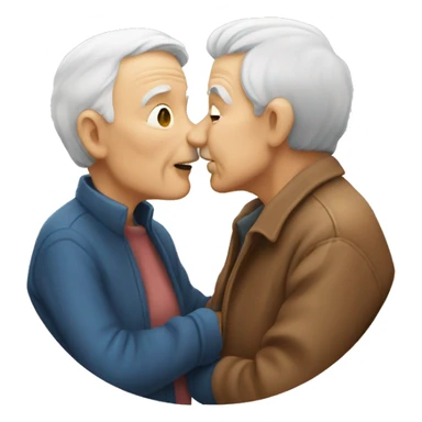 two old people kissing sticker