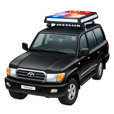 black toyota land cruiser with  activated police lights  sticker