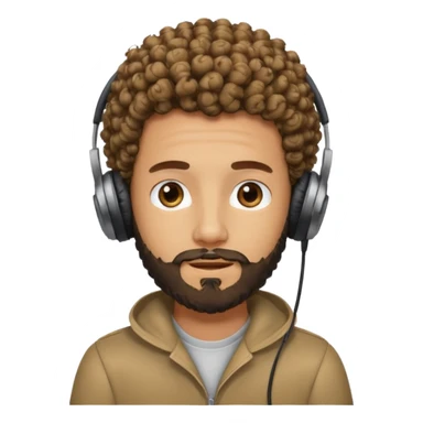 curly haired with headphones in and beard boy sticker