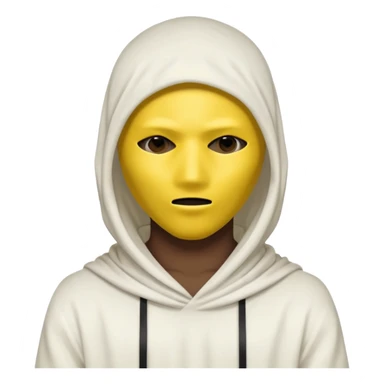 masked yellow white skin figure with cloth overing head and face / rap style like yeat kinda cloth covering head and face. rap style and minimalistic and mysterious. no eyes a sticker