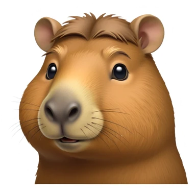 cinematic-noble-capybara-portrait-emoji,-poised-and-serene,-with-a-robust,-rounded-build-covered-in-soft,-earthy-fur-and-gentle,-wise-eyes,-simplified-yet-sharp-and-sophisticated-features,-highly-detailed,-glowing-with-a-warm,-natural-glow -simplified-yet-realistic head tilted confidently staring at the camera in a comical way sticker