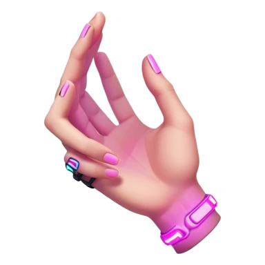 Neon cyberpunk style 
male hand holding female sticker