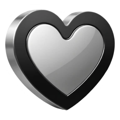 Minimalistic heart emoji, geometric metallic black and white, smooth curves, reflective edges, flat futuristic style
 sticker