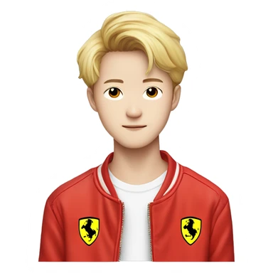 Kpop idol group nct dream name jeno who has a mole in his under left eye corner wearing a red ferrari jacket  sticker