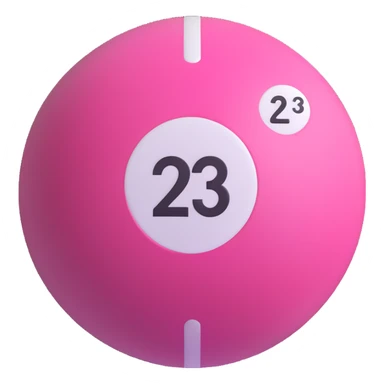 pink billiard ball with the number 23 inside a white circle sticker