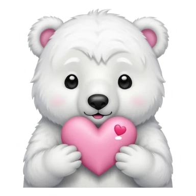  Oso Polar blanco corazón rosa kawaii cute sticker