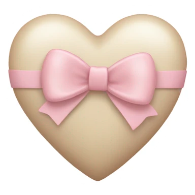 A light beige coloured heart with a light pink bow wrapping it sticker